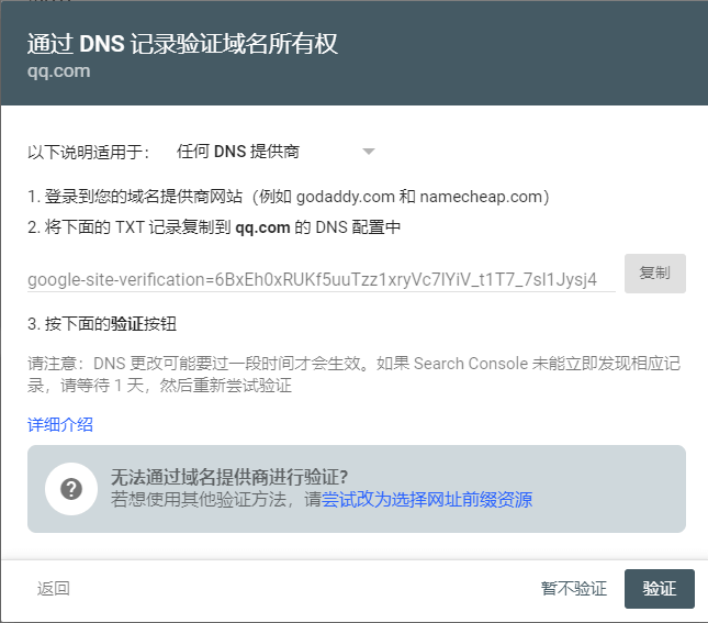 DNS验证域名所有权